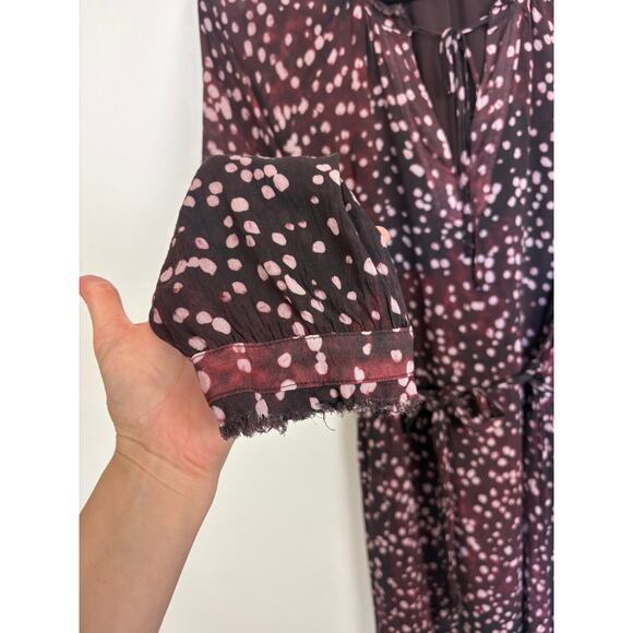 Cloth & Stone Abstract Polka Dot Long Sleeve Tie Waist Midi Dress Large - Picture 5 of 5